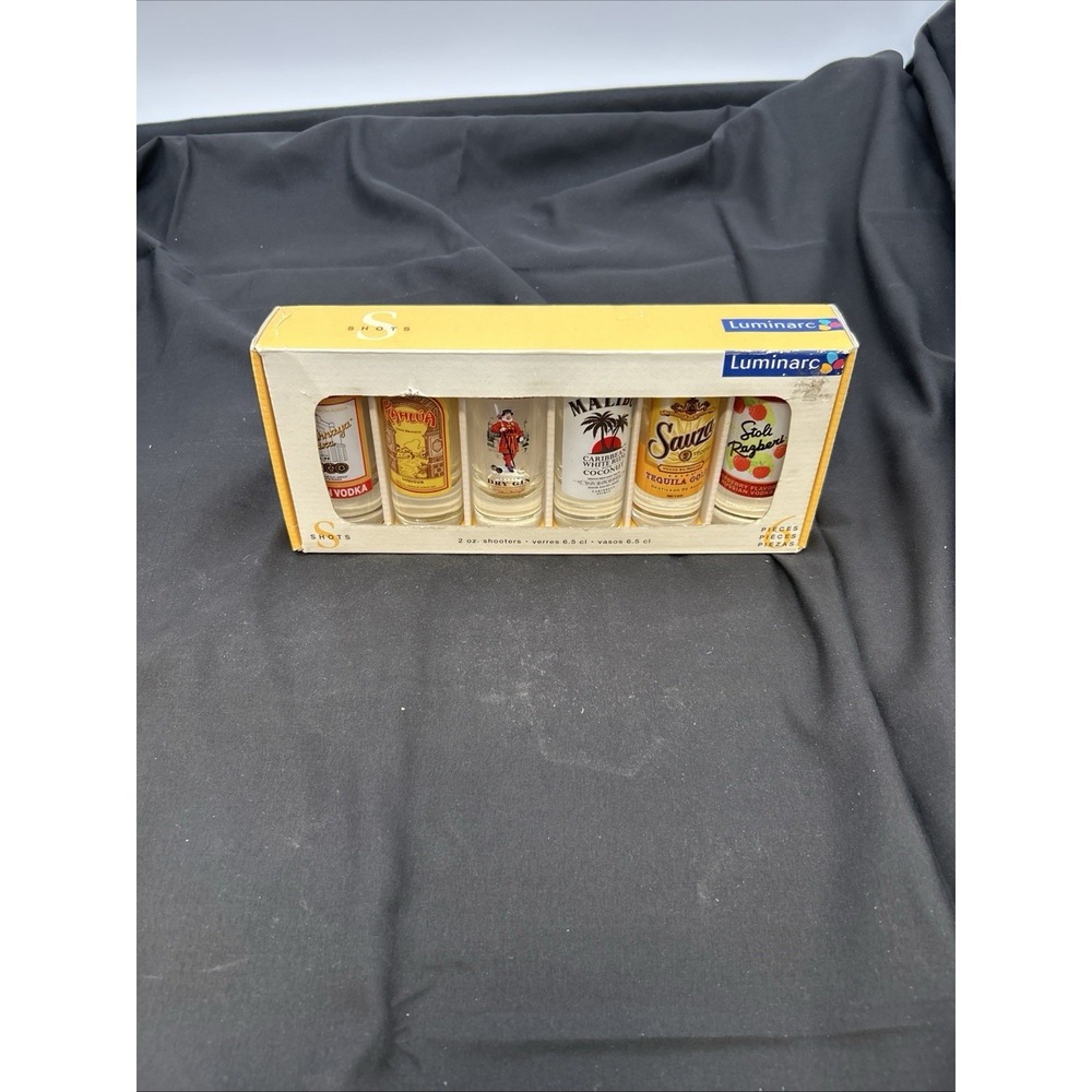 Luminarc 6 types of liquor shot glasses  2oz Shooters - New In Box
